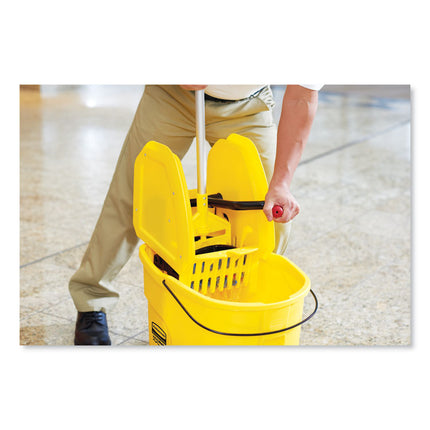 Wavebrake 2.0 Bucket/wringer Combos, Down-Press, 35 Qt, Plastic, Yellow