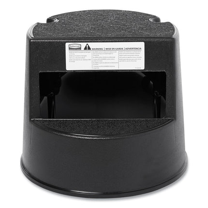 Rolling Step Stool, Curved Design, 2-Step, Retracting Casters, 350 lb Capacity, 16" Diameter x 13.5"h, Beige