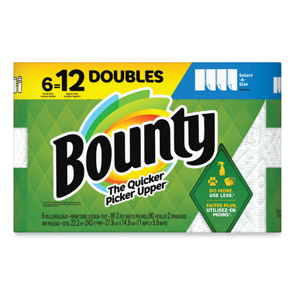 Select-a-Size Kitchen Roll Paper Towels, 2-Ply, 6 x 11, White, 82 Sheets/Double Roll, 6 Rolls/Carton