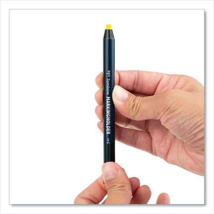 Wax-Based Marking Pencil, 4.4 Mm, Yellow Wax, Navy Blue Barrel, 10/box
