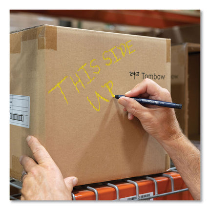 Wax-Based Marking Pencil, 4.4 Mm, Yellow Wax, Navy Blue Barrel, 10/box