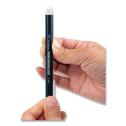 Wax-Based Marking Pencil, 4.4 Mm, White Wax, Navy Blue Barrel, 10/box