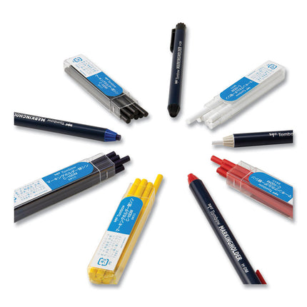 Wax-Based Marking Pencil, 4.4 Mm, White Wax, Navy Blue Barrel, 10/box