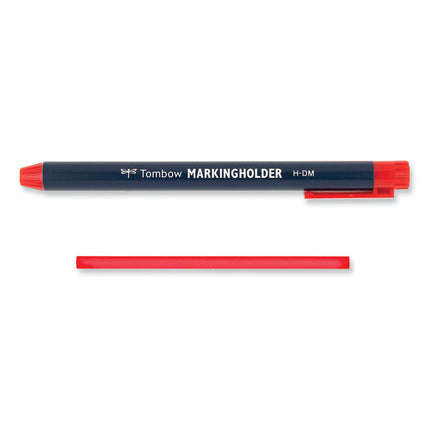 Wax-Based Marking Pencil, 4.4 Mm, Red Wax, Navy Blue Barrel, 10/box