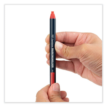 Wax-Based Marking Pencil, 4.4 Mm, Red Wax, Navy Blue Barrel, 10/box
