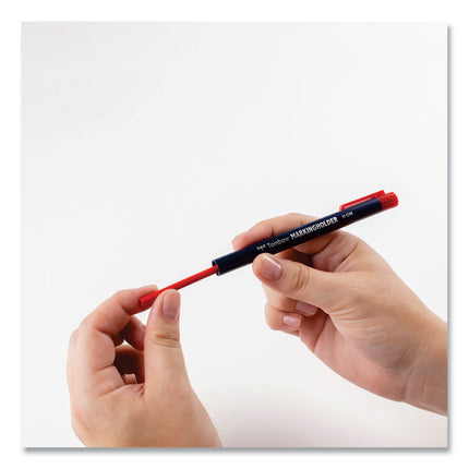Wax-Based Marking Pencil, 4.4 Mm, Red Wax, Navy Blue Barrel, 10/box