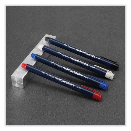Wax-Based Marking Pencil, 4.4 Mm, Black Wax, Navy Blue Barrel, 10/box