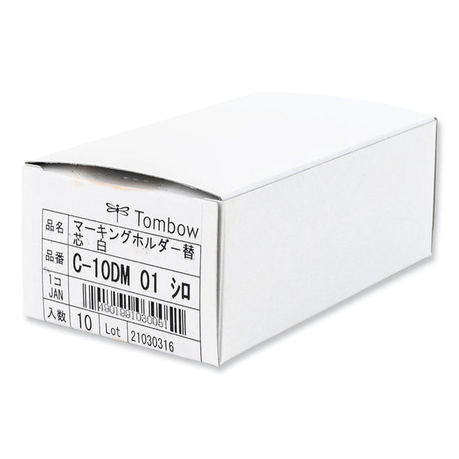 Mechanical Wax-Based Marking Pencil Refills, 4.4 Mm, White, 10/box
