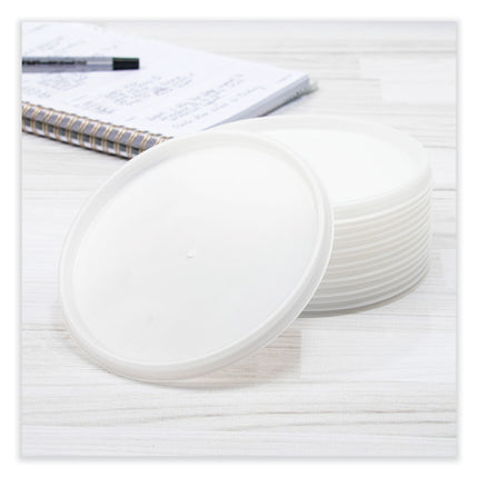 Plastic Lids for Foam Cups, Bowls and Containers, Vented, Fits 12 oz to 60 oz, Translucent, 100/Pack, 10 Packs/Carton