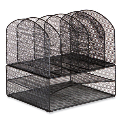 Onyx Mesh Desk Organizer, Two Horizontal and Six Upright Sections, Letter Size Files, 13.25 x 11.32 x 13.32, Black