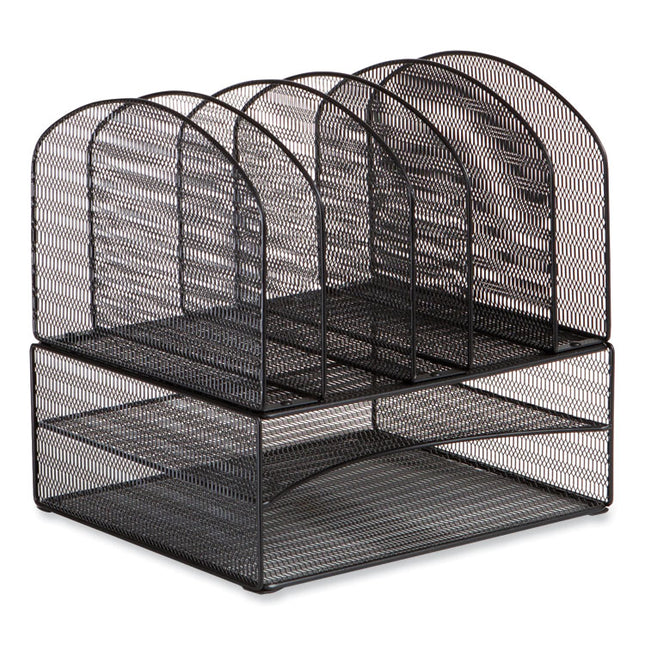 Onyx Mesh Desk Organizer, Two Horizontal and Six Upright Sections, Letter Size Files, 13.25 x 11.32 x 13.32, Black