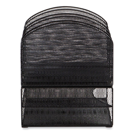 Onyx Mesh Desk Organizer with Three Horizontal and Upright Sections, Letter Size Files, 19.62 x 11.32 x 8.5, Black