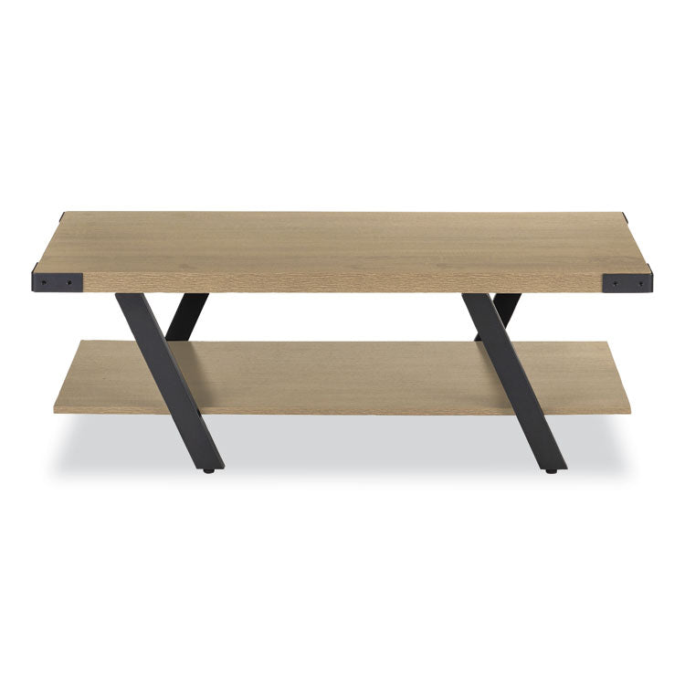 Coffee Table, Rectangular, 48 x 23.75 x 16, Sand Dune Top, Black Base