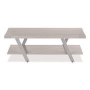 Coffee Table, Rectangular, 51 x 23.78 x 16, White Ash Top, Silver Base