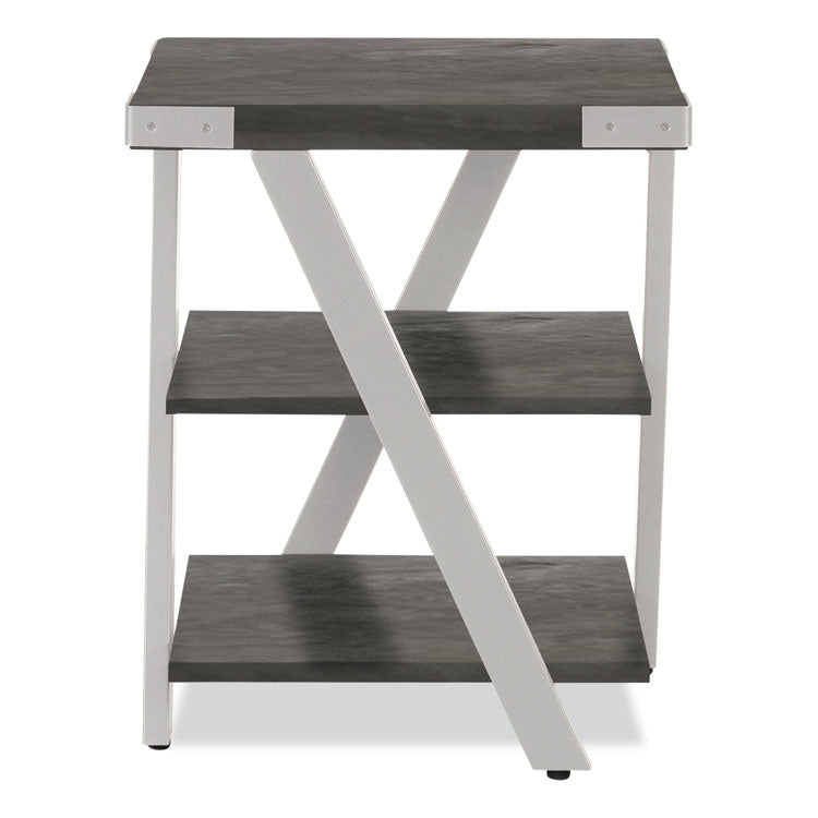 End Table, Square, 20 x 20 x 25, Stone Gray Top, Silver Base