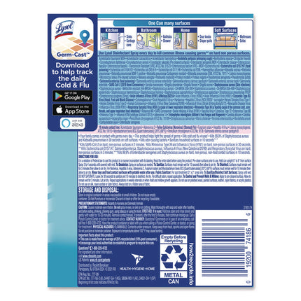 Disinfectant Spray, Crisp Linen Scent, 12.5 Oz Aerosol Spray, 12/carton