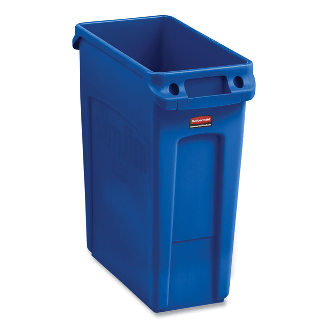 Slim Jim Recycling Container, 16 gal, Plastic, Blue, 4/Carton