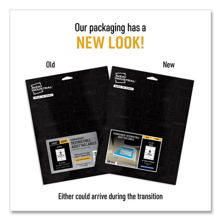 Permatrack Destructible Asset Tag Labels, Laser Printers, 2 X 3.75, White, 8/sheet, 8 Sheets/pack