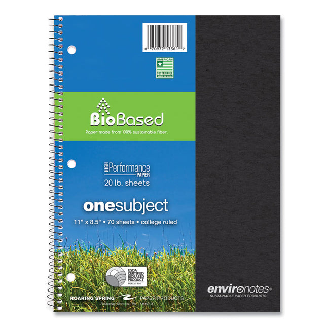 Environotes BioBased Notebook, 1-Subject, Medium/College Rule, Randomly Assorted Earthtone Cover Color, (70) 11 x 8.5 Sheets