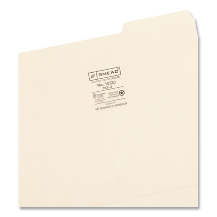 Manila File Folders, 1/3-Cut Tabs: Right Position, Letter Size, 0.75" Expansion, Manila, 100/Box