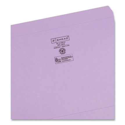 Reinforced Top Tab Colored File Folders, Straight Tabs, Letter Size, 0.75" Expansion, Lavender, 100/Box