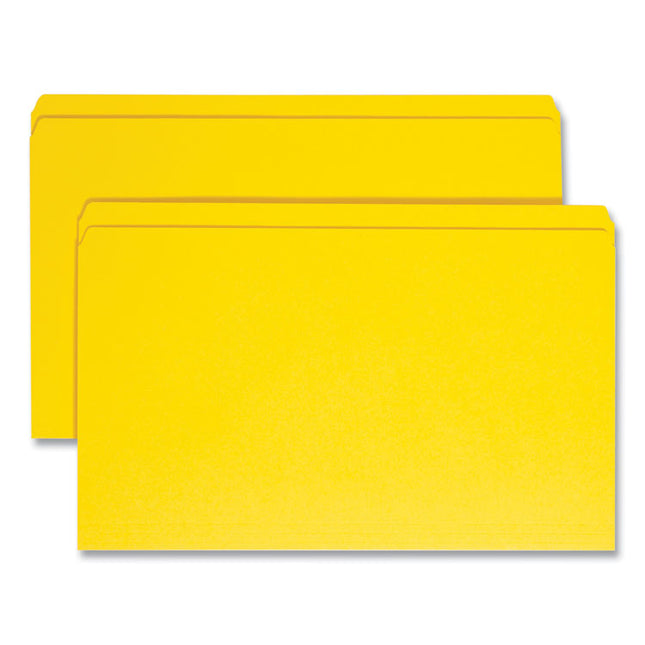 Reinforced Top Tab Colored File Folders, Straight Tabs, Legal Size, 0.75" Expansion, Yellow, 100/Box