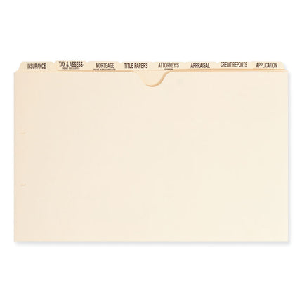 Replacement Pressboard Mortgage File Dividers, Punched for K-Style Fasteners, Legal Size, Manila, 8 Dividers/Set, 12 Sets/Box