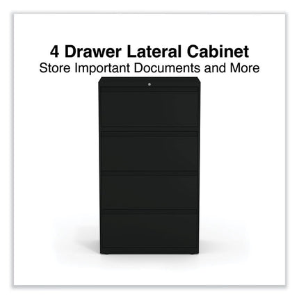 Lateral File, 4 Legal/Letter-Size File Drawers, Black, 30" x 18.63" x 52.5"