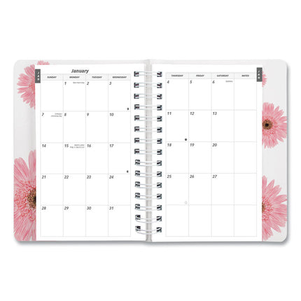 Pink Ribbon Essential Daily Appt Book, Breast Cancer, Daisy Artwork, 8 x 5, Navy/Gray/Pink Cover, 12-Month (Jan to Dec): 2025
