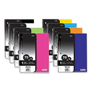 Spiral Notebooks, 1-Subject, Wide/Legal Rule, Randomly Assorted Cover Color, (70) 10.5 x 8 Sheets