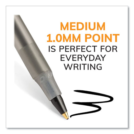 Round Stic Xtra Life Ballpoint Pen, Stick, Medium 1 mm, Black Ink, Translucent Black Barrel, 500/Pack