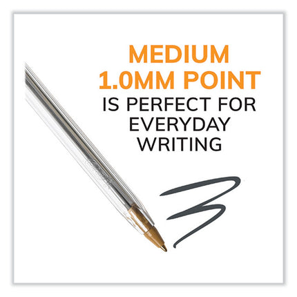 Cristal Xtra Smooth Ballpoint Pen, Stick, Medium 1 mm, Black Ink, Clear Barrel, 144/Pack