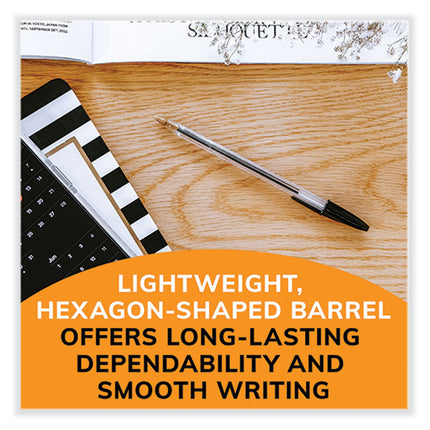 Cristal Xtra Smooth Ballpoint Pen, Stick, Medium 1 mm, Black Ink, Clear Barrel, 144/Pack