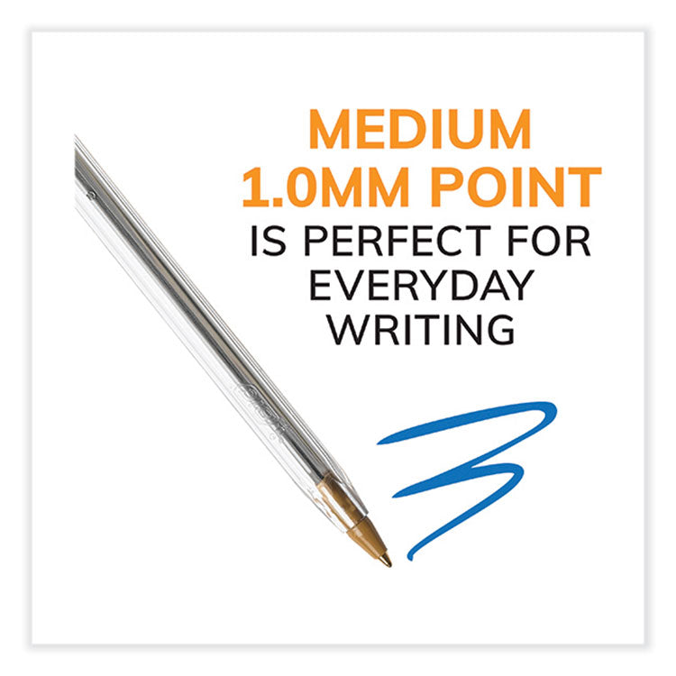 Cristal Xtra Smooth Ballpoint Pen, Stick, Medium 1 mm, Blue Ink, Clear Barrel, 144/Pack