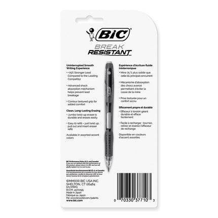 Break-Resistant Mechanical Pencils with Erasers, 0.7 mm, HB (#2), Black Lead, Assorted Barrel Colors, 2/Pack