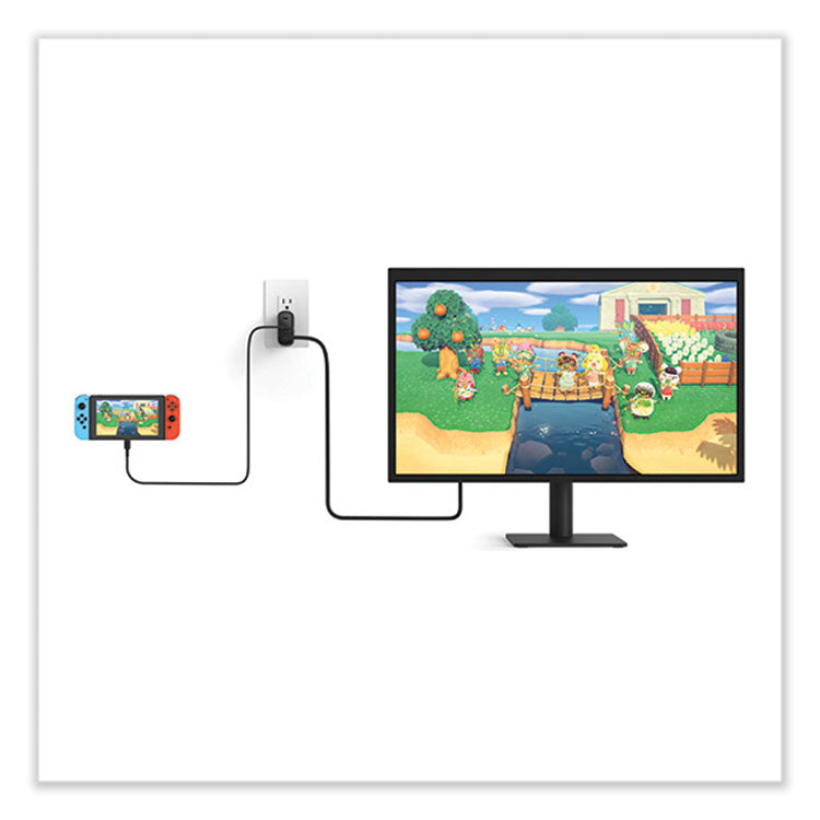 Connect 46.5W Multi-Port Power Hub for USB-C Laptop or Nintendo Switch, 3 Ports, Black