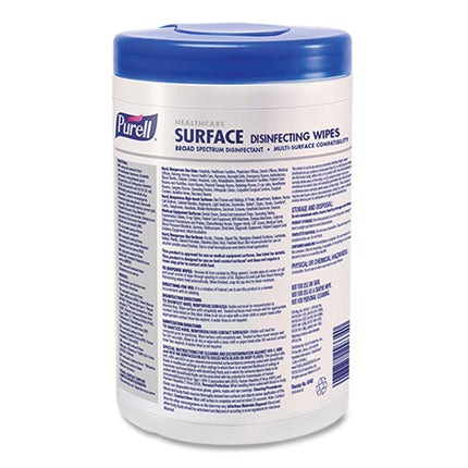 Healthcare Surface Disinfecting Wipes, 1-Ply, 7" x 10", Unscented, White, 110 Wipes/Canister, 6 Canisters/Carton