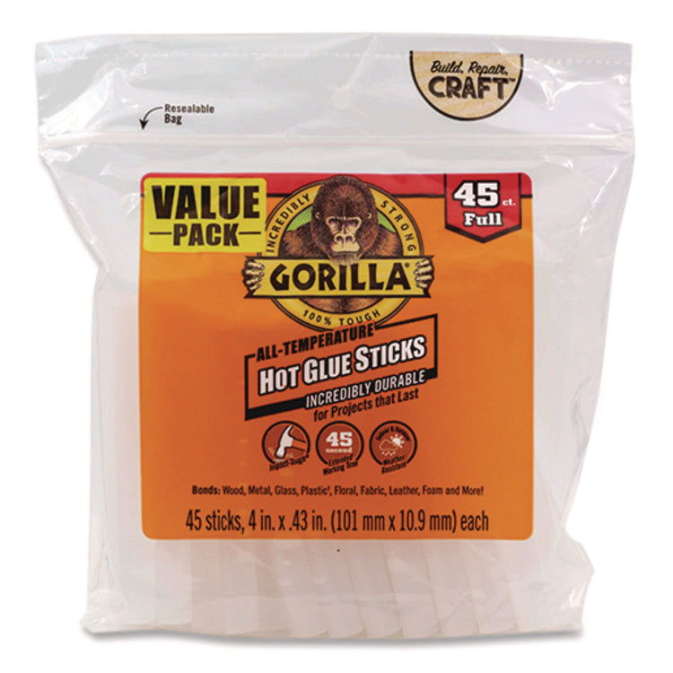 Hot Glue Sticks, 0.43" Dia X 4", Dries Clear, 45/pack