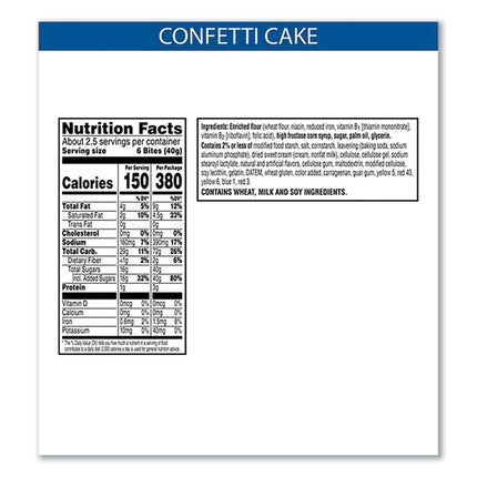Pop Tarts Bites, Confetti Cake, 3.5 oz Bag, 6/Carton