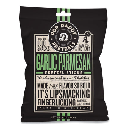 Garlic Parmesan Pretzel Sticks, 3 oz Bag, 15/Carton