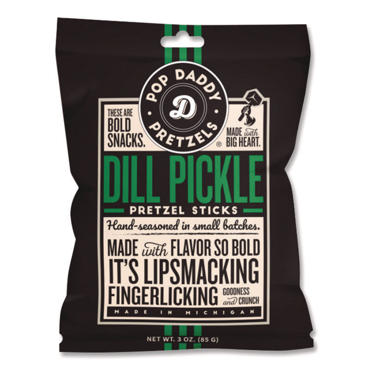 Dill Pickle Pretzel Sticks, 3 oz Bag, 15/Carton