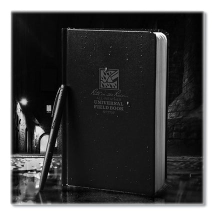 All-Weather Wire-O Notebook, 1-Subject, Universal: Narrow Rule and Quadrille Rule, Black Cover, (80) 7.25 x 4.38 Sheets