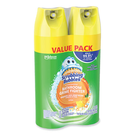 Bathroom Disinfectant Grime Fighter Aerosol, Citrus Scent, 20 oz Aerosol Can, 2/Pack