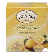 Tea Bags, Lemon and Ginger, 2.65 oz, 50/Box