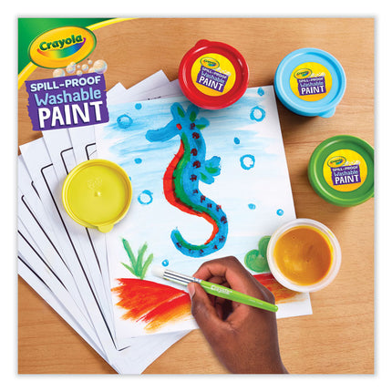 Spill Proof Washable Paints, 5 Colors, 1.4 oz Cups, 5 Sets/Carton