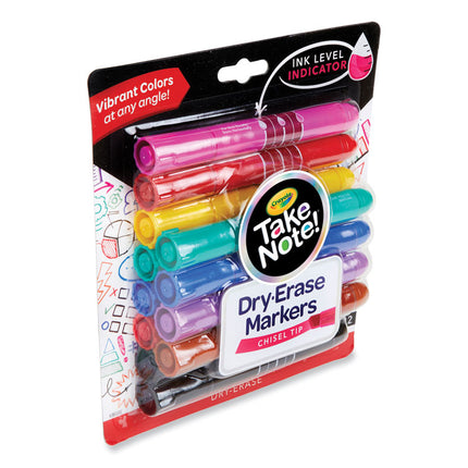 Take Note Dry-Erase Markers, Broad, Chisel Tip, Assorted, 12/Pack
