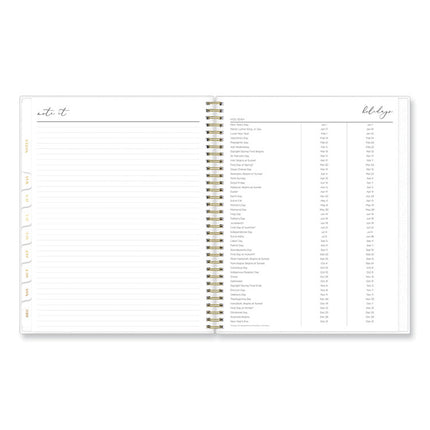 Life Note-It Leah Weekly/Monthly Notes Planner, Floral Artwork, 11 x 8.5, Gray/Pink/White Cover, 12-Month (Jan to Dec): 2025
