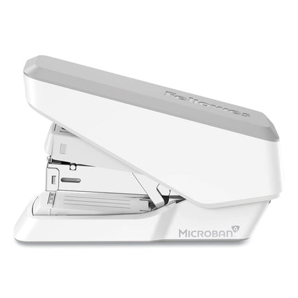 LX860 EasyPress Half Strip Stapler with Antimicrobial Protection, 40 Sheet Capacity, Gray/White