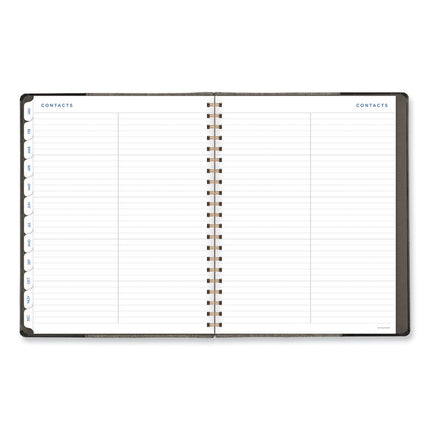 Signature Collection Black/Gray Felt Weekly/Monthly Planner, 11.25 x 9.5, Black/Gray Cover, 13-Month: Jan 2025 to Jan 2026