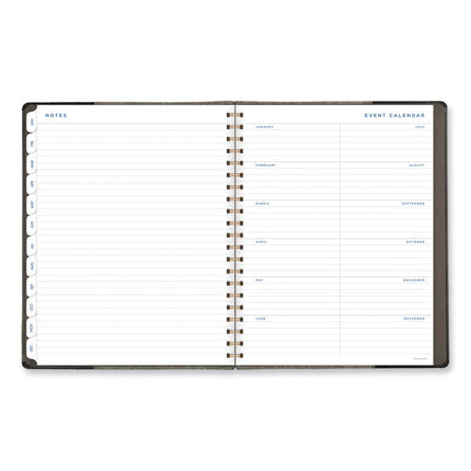 Signature Collection Black/Gray Felt Weekly/Monthly Planner, 11.25 x 9.5, Black/Gray Cover, 13-Month: Jan 2025 to Jan 2026